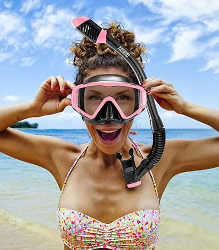 Aegend Snorkeling Gear for Adults Youth Kids, Snorkel Mask with Top Dry Valve - Panoramic View Anti-Leak and Anti-Fog with Mesh Bag for Snorkeling, Scuba Diving, Freediving & Swimming thumbnail 7