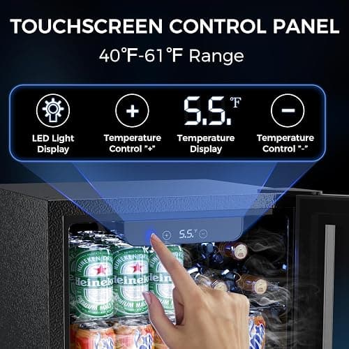 Electactic 68 Cans Beverage Refrigerator Cooler, 1.7 cu.ft Mini Fridge Glass Door Drink Cooler for Beer, Soda,Wine, Digital Temperature Control for Home Office Bar thumbnail 4