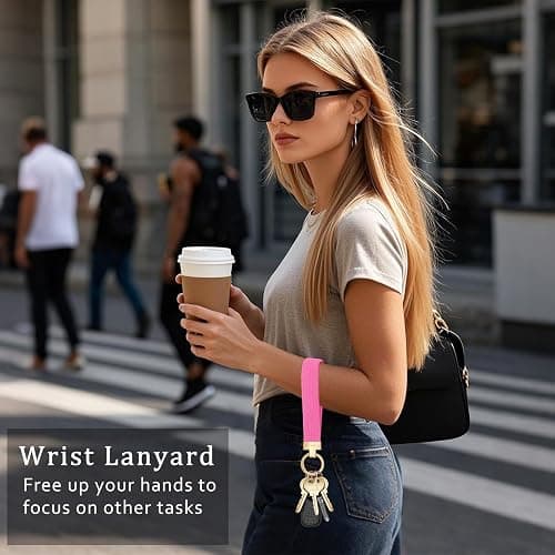 Hovmwey Elastic Wristlet Keychain for Women Men, Cute Car Key Chain, Braided Wrist Strap Lanyard for Keys ID Badges thumbnail 2
