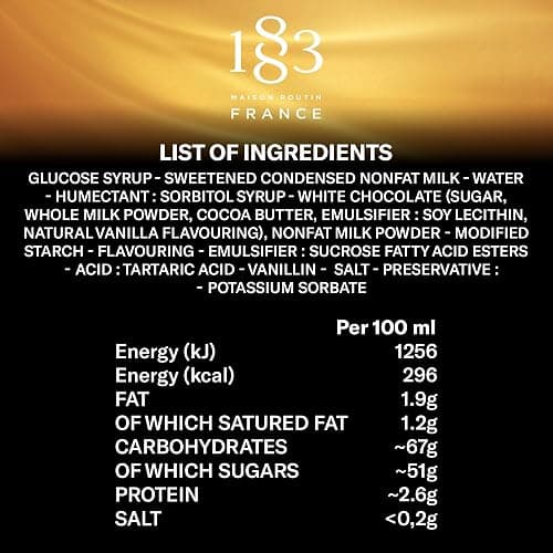 1883 White Chocolate Sauce – 500ml Bottle – Authentic French Dessert Sauce – Creamy, Sweet White Chocolate Flavor – Ideal for Coffee, Desserts & More thumbnail 2