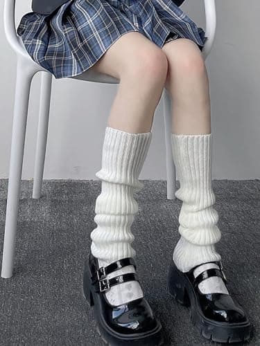 Verdusa Women's Harajuku Leg Warmers Y2K Solid Rib Knit Long Socks thumbnail 6