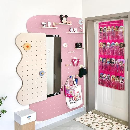 DUOLAM Hanging Over Door Toy Storage Organizer (24 Pockets), Compatible with LOL OMG Dolls Surprise Doll (Toys Not Included), (57.5''x22'') (pink) thumbnail 5