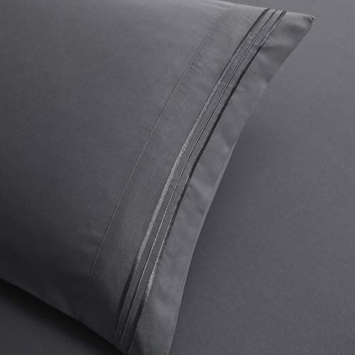 Clara Clark King Sheets, 6 Piece Set - Hotel Luxury Sheets for King Size Bed, Super Soft Bedding Set, King Size, Charcoal Gray thumbnail 6
