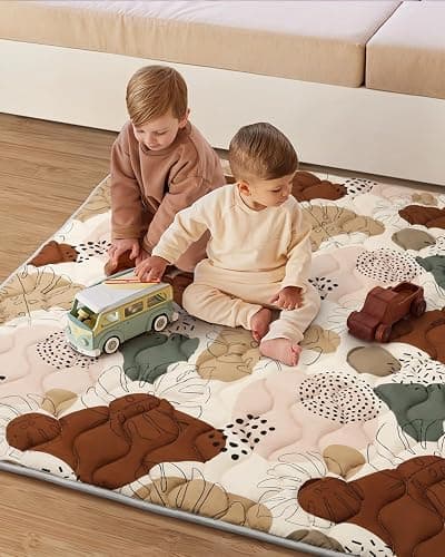 Blissful Diary Baby Play Mats for Floor, 72x48 Inch Extra Thicker & Large Soft Cushioning Foam Playmats for Babies and Toddlers, Foldable Washable Baby Crawling Mat for Playpen, Boho Design thumbnail 8