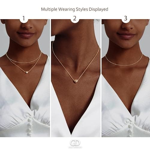OGD Heart Necklace for Women, 14K Gold Plated Layered Tiny Puffy Heart Pendant Necklace Cute Chunky Heart Choker Necklace Simple Gold Necklace Jewelry for Women Trendy Gift thumbnail 6