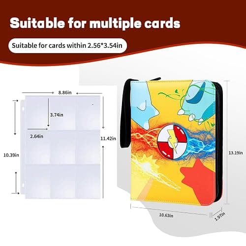 Astrumify Trading Card Binder - 9 Pocket Card Holder Zipper Album with 60 Bonus Removable Sleeves, 1080 Capacity Portable Organizer for Gaming Cards and Collectible Cards thumbnail 2