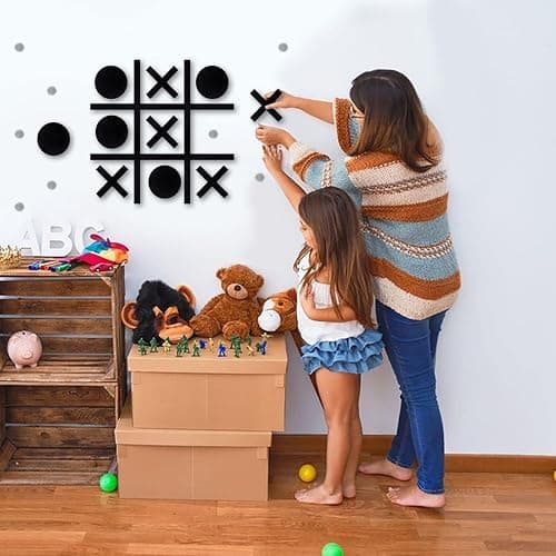 Magnetic Tic Tac Toe Wall-Mount Game,Game Room Decor,Modern Wall Decals for Kids Room,Classroom&Offices,Best Gift for Family, Friends (Black) thumbnail 5