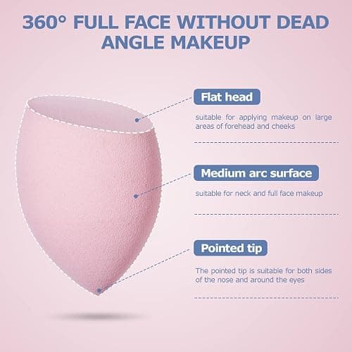 Beauty Blender, 8 Pièces éponge Fond de Teint éponge Maquillage pour Fonds de Teint, Poudres Liquides, Etc, éponge de Maquillage Existe en 3 Formes-Violet (Rose) thumbnail 5