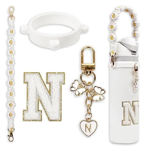 Cute Letter Charm Set Compatible with Owala Water Bottle 24 oz, 32 oz, 40 oz, Owala Kids, Owala Coffee Tumbler, Owala FreeSip – Includes Handle Strap, for Owala Accessories & Stanley Cup Accessories - Image 1