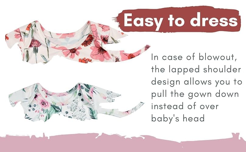 Terriboo Newborn Baby Long Sleeve Sleeper Gown with Mittens Knotted Gown Coming Home Outfit Nightgown with Hat Set 2 Packs thumbnail 3