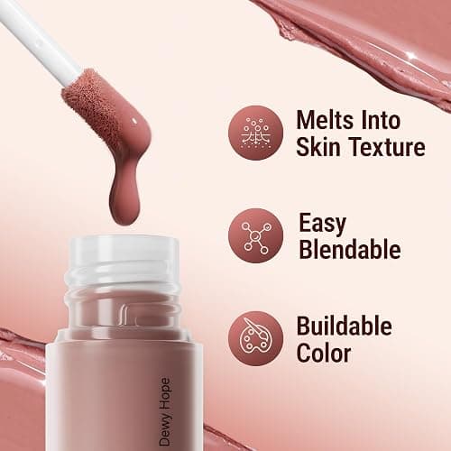 Exmiloo Liquid Blush for Cheeks, Lightweight Liquid Blush for a Natural Look, Buildable & Smooth Sheer Dewy Finish, Vegan & Cruelty-Free, Dewy Hope thumbnail 3