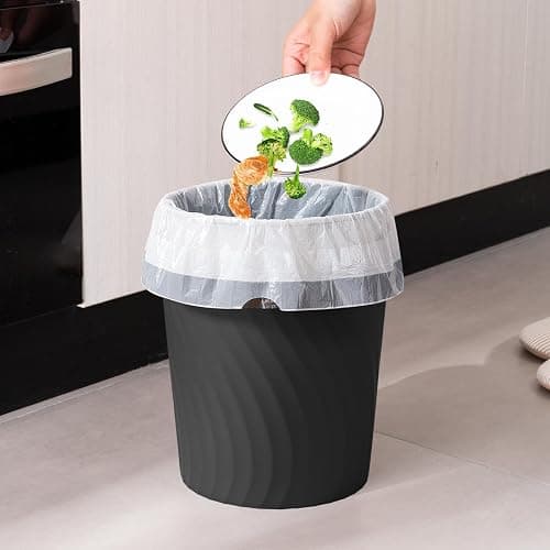 YGJT Small Trash Can, 3 Pack 1.8 Gallons Bathroom Trash Can, Slim Waste Basket, Round Garbage Can, Plastic Trash Bin for Kitchen, Dorm, Bedroom, Office, Living Room, Study, Compact Spaces(Black) thumbnail 4