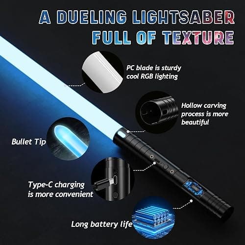 Lightsaber, Light Saber with 15 Colors, Dueling Lightsabers, 4 Modes,Detachable Light Saber for Kids & Adults, for Birthdays thumbnail 5