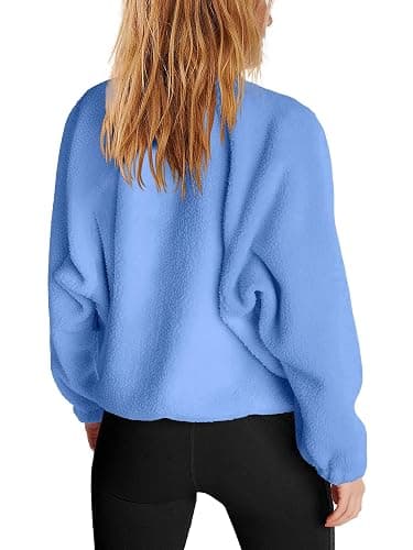 Nirovien Womens Fleece Pullover Long Sleeve Sherpa Jacket Button Down Fuzzy Sweatshirt Warm Outwear with Pockets thumbnail 2
