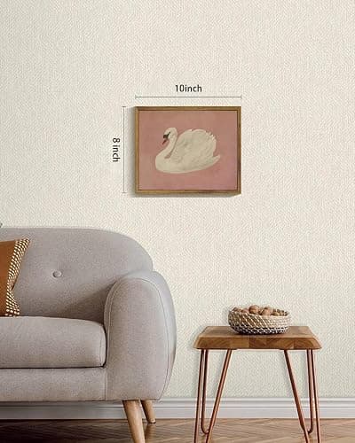 KISSFOX Framed Wall Art Vintage Wall Decor Pink Swan Pictures Retro Animal Canvas Art Rustic Aesthetic Paintings Farmhouse Artwork For Bedroom Living Room Kitchen thumbnail 3