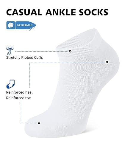 CLOSEMATE 10 Pairs Comfortable Ankle Socks for Men Women Casual Non Slip Cotton Low Cut Short Socks Thin thumbnail 2