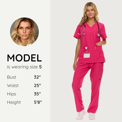 Nautica Women's Scrub Set, 9-Pocket Breathable & Stretchy Pants & Tops thumbnail 6