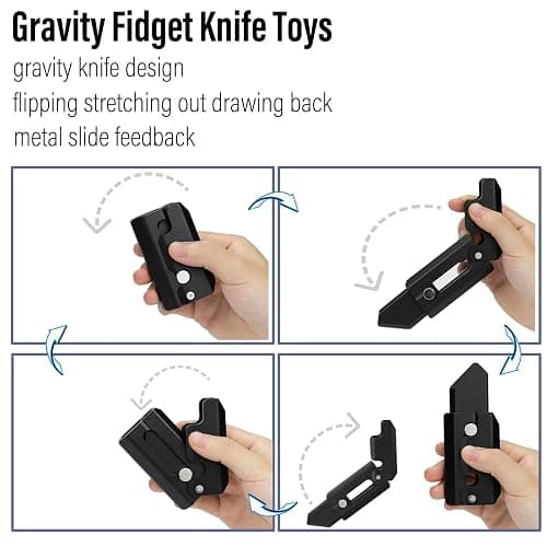 FREELOVE Fidget Knife Toys for Adults, Metal Heavy Sturdy Finger Slider, Gravity Slide Figette Block, Inertia Flipping Pocket EDC for Men Teens Anxiety Fun Cool, Black thumbnail 4