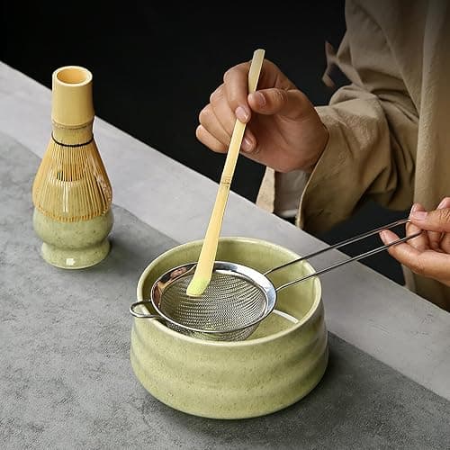 Donboly matcha set matcha besen Teeservice für die japanische TeezeremonieZum Zubehör gehören Schneebesen, Schüssel, Teebesen und Matcha-Löffel Geeignet für Matcha-Liebhaber (Adlerschnabel weiß) thumbnail 2