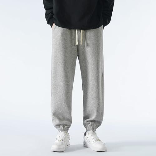 Wulasford Men's Lightweight Cotton Sweatpants with Pockets Drawstring Joggers Workout Pants for Lounge,Gym,Running thumbnail 6