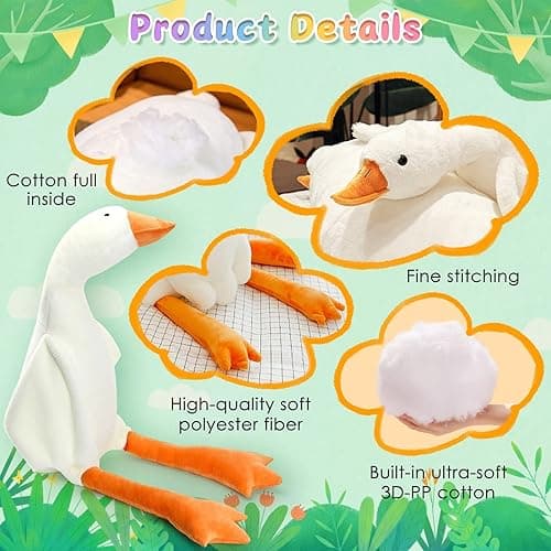 CottonStar Goose Stuffed Animal 20 Inch Cute Duck Plush Toy, Goose Plush Soft Swan Hugging Pillow, Gift for Kids and Friends, White thumbnail 3