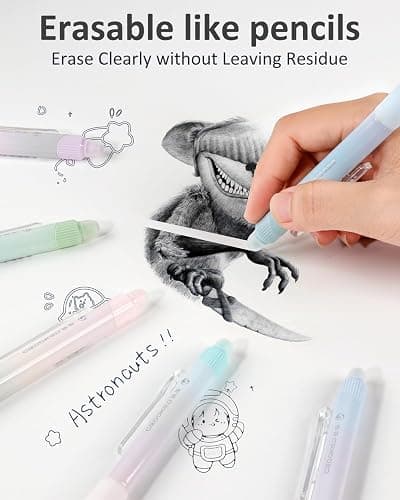 Erasable Pens, 6 Pack Fine Point 0.5mm Black Erasable Gel Pens with 360°Rotating Erasers, Make Mistakes Disappear, Comfort Grip for Drawing, Writing, Planning, and Crossword Puzzles (Black Ink) thumbnail 3