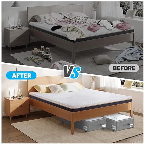 Under Bed Storage with Wheels, 2-Pack 6.7" Height XL 50L Rolling Storage Bins, Quick Assembly Underbed Shoe Storage Containers with Clear Lid & Label, Dorm Under bed Drawers for Clothes, Shoes, Grey thumbnail 8