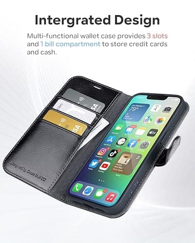 OCASE Phone 14 Plus Wallet Case, Durable PU Leather Flip Folio Case with 3 Card Holders, RFID Blocking, Shockproof TPU Inner Shell, Protective Phone Cover for Women Men, 6.7 Inch, Black thumbnail 6