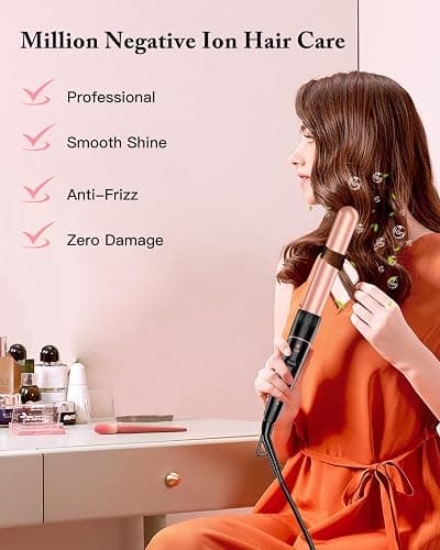 Long Barrel Curling Iron Wand Set - BESTOPE PRO 6 in 1 Curling Wand Set with Ceramic Barrel for Long Hair, 0.35"-1.25" Interchangeable Hair Wand Curler, Dual Voltage, Include Glove & Clips thumbnail 3
