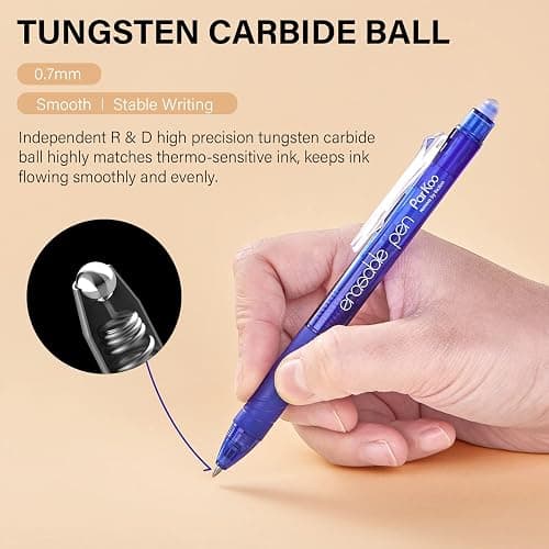 ParKoo 20 Colors Retractable Erasable Gel Pens Clicker, Fine Point 0.7 mm, Make Mistakes Disappear, Comfort Grip for Drawing Writing Planners and Crossword Puzzles thumbnail 3