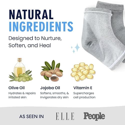 Dr. Frederick's Original Moisturizing Heel Socks for Dry Cracked Heels Treatment - Infused with Olive Oil, Jojoba Oil and Vitamin E - 2 Pairs - Valentines Day Gifts for Her & Him - Original Formula thumbnail 5