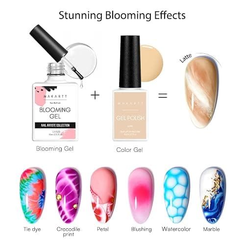 Makartt Clear Blooming Gel 15ml UV LED Soak Off Nail Art Polish for Spreading Effect Marble Nail Polish Gel Paint Nail Designs for DIY Color Flower Watercolor Magic Beauty Gift thumbnail 2