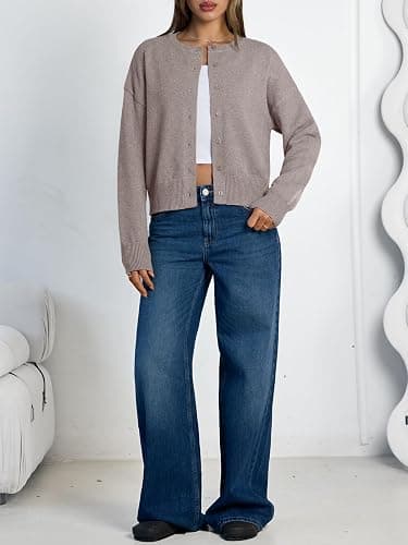 LILLUSORY Womens Cropped Cardigan Sweaters Lightweight Fall Crop Cotton Knit Y2k Outfits Fashion Button Up Clothes 2025 thumbnail 6