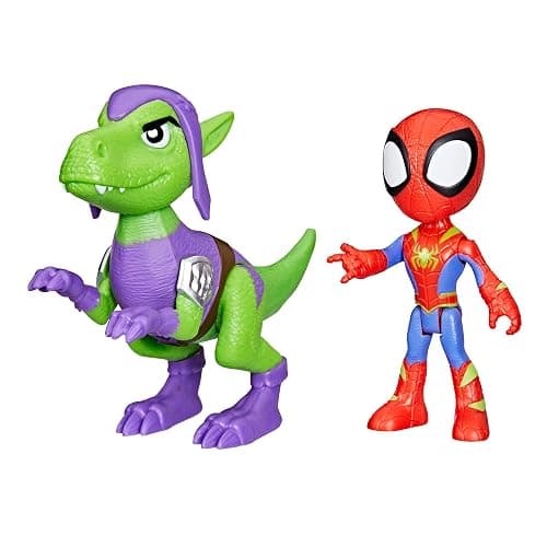 Marvel Spidey and His Amazing Friends Dino-Webs, Spidey and Goblin Raptor Action Figures Set, Super Hero Toys for Boys and Girls Ages 3 and Up - Image 1