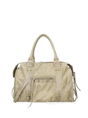 Gave Lux Sac à bandoulière, en daim véritable, pour femme Produit artisanal Fabriqué en Italie, GLX220609023FBG Cuir clair 41 x 28 x 13 cm thumbnail 5