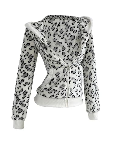 SOLY HUX Leopard Print Zip Up Hoodies for Women Cheetah Fleece Sweatshirts Fitted Jacket Y2K Hoodies for Teen Girls - Image 1