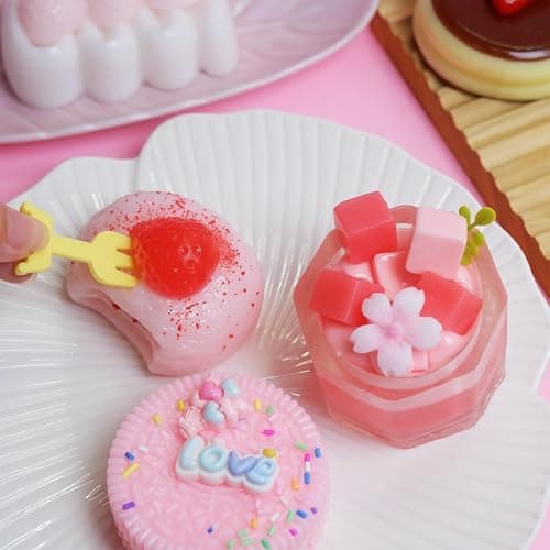 5 Pcs Handmade Taba Squishies Toy, Ultra-Realistic Dessert Cookie Look Sticky Squishy Toys for Stress Relief Squishies Fidget Toys for Party Favors OPP Packaging thumbnail 4