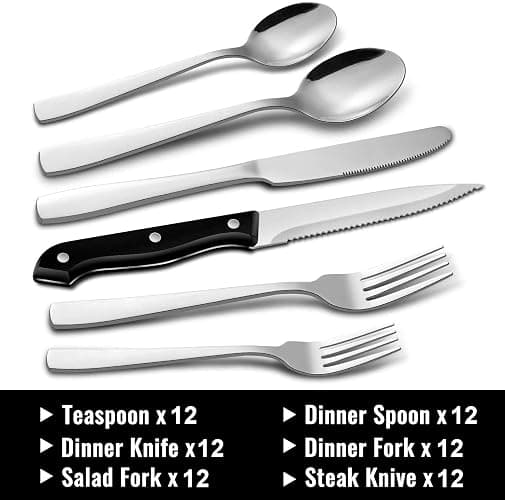Hiware 72-Piece Silverware Set for 12, Stainless Steel Flatware Cutlery Set For Home Kitchen Restaurant Hotel, Mirror Polished, Dishwasher Safe thumbnail 3