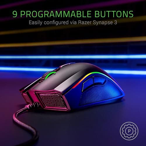 Razer Mamba Elite Wired Gaming Mouse: 16,000 DPI Optical Sensor - Chroma RGB Lighting - 9 Programmable Buttons - Mechanical Switches thumbnail 7