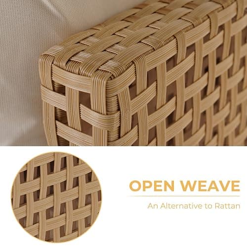 Grand patio 7-Piece Wicker Patio Furniture Set, Boho Outdoor Conversation Set Sectional Sofa with Water Resistant Thick Cushions and Coffee Table, Cream thumbnail 5