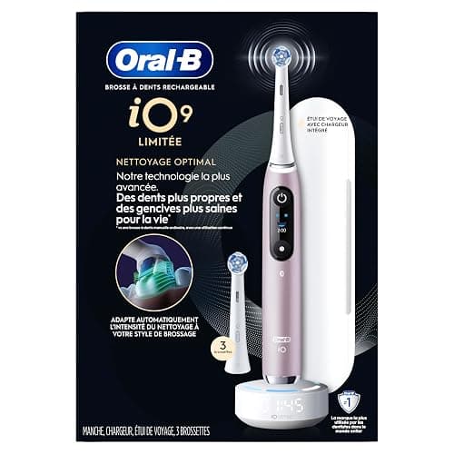Oral-B iO Series 9 Limited Rechargeable Rose Quartz Electric Toothbrush with (2) Ultimate Clean and (1) Gentle Care Replacement Brush Heads, White, Travel Case-White and Charger thumbnail 11