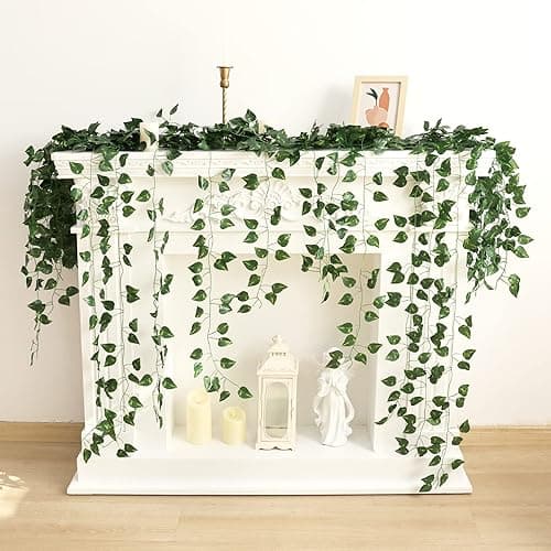 CEWOR 24 Pack 168ft Artificial Ivy Greenery Garland, Fake Vines Hanging Plants Backdrop for Room Bedroom Wall Decor, Green Leaves for Jungle Theme Party Wedding Decoration - A-24pcs of Vines thumbnail 2