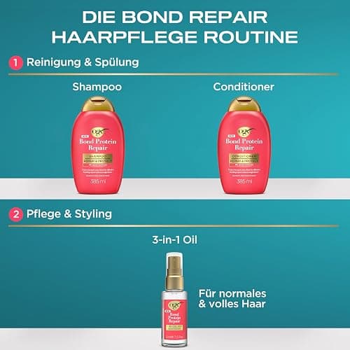 OGX Repair and Protect Bond Protein Repair Shampoo, 385 ml – Stärkt und repariert sprödes, trockenes oder beschädigtes Haar mit Lipi Pro Shield Technology und Dual-Action-Repair-Technologie thumbnail 6