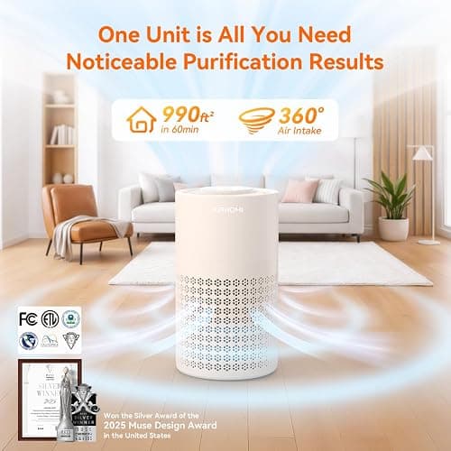 AIRROMI Air Purifier for Bedroom with A2001 Creamy Beige thumbnail 2