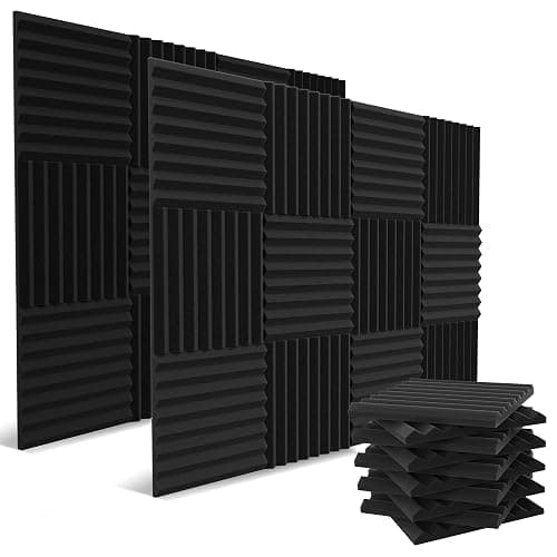 audiosoul 52 Pack Acoustic Panels 1 X 12 X 12 Inches - Acoustic Foam - High Density- Soundproof Studio Wedges - Charcoal - Image 1