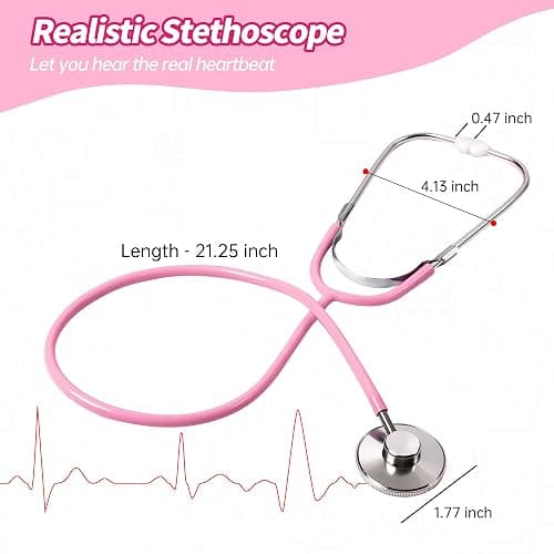 Phobby Kids Doctor Kit, 8 Pieces Toddlers Doctor Playset with Medical Storage Bag & Real Stethoscope, Pretend Play Doctor Toys Birthday Gift for Boys Girls Aged 3 4 5 6 (Pink) thumbnail 3