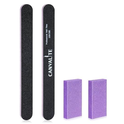 Canvalite Nail File and Buffer 100/180 Grit Emery Boards for Nails | Double sided emery board for gel prep, mini buffer block for smoothing, reusable nail care for beginners - Image 1