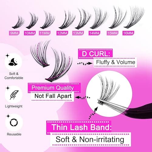 Individual Lashes 320pcs Lash Clusters 40D 9-16mm Mix DIY Lash Extension D Curly Eyelash Clusters Eyelash Extension Wispy Cluster Lashes DIY for Self Application by Yawamica (40D-0.07D, 9-16mix) thumbnail 4