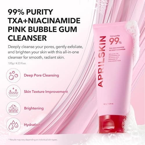 APRILSKIN TXA Niacinamide 99 Pore Care Pink Bubble Gum Deep Cleanser | 99% High-Purity TXA+Niacinamide | All-in-One Cleanser: Deep Cleansing, Blackhead Care, Pore Care, Moisturizing | 4.23 fl.oz. thumbnail 2