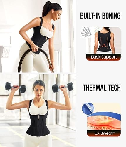 Junlan Waist Trainer for Women - Sauna Suit Sweat Vest for Working Out thumbnail 5